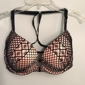 ||VICTORIA SECRET TAN/BLACK LACE SEXY PUSHUP BRA||